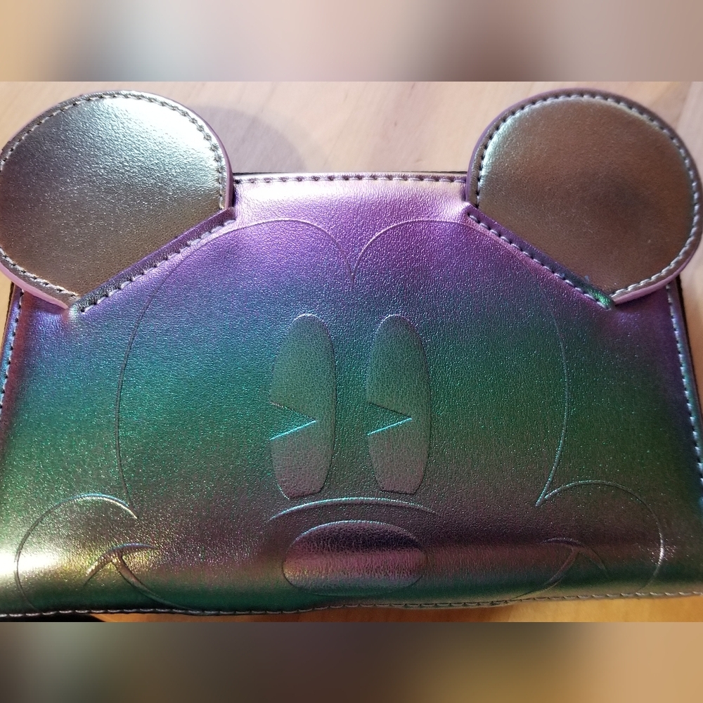 Loungefly Iridescent Mickey Mouse Oil Slick Wallet - Green to Purple Shift NWT
